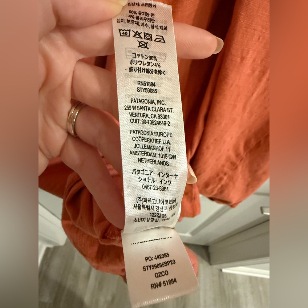 Patagonia Organic Cotton Amber Dawn Dress-Coral Orange - Picture 10 of 10
